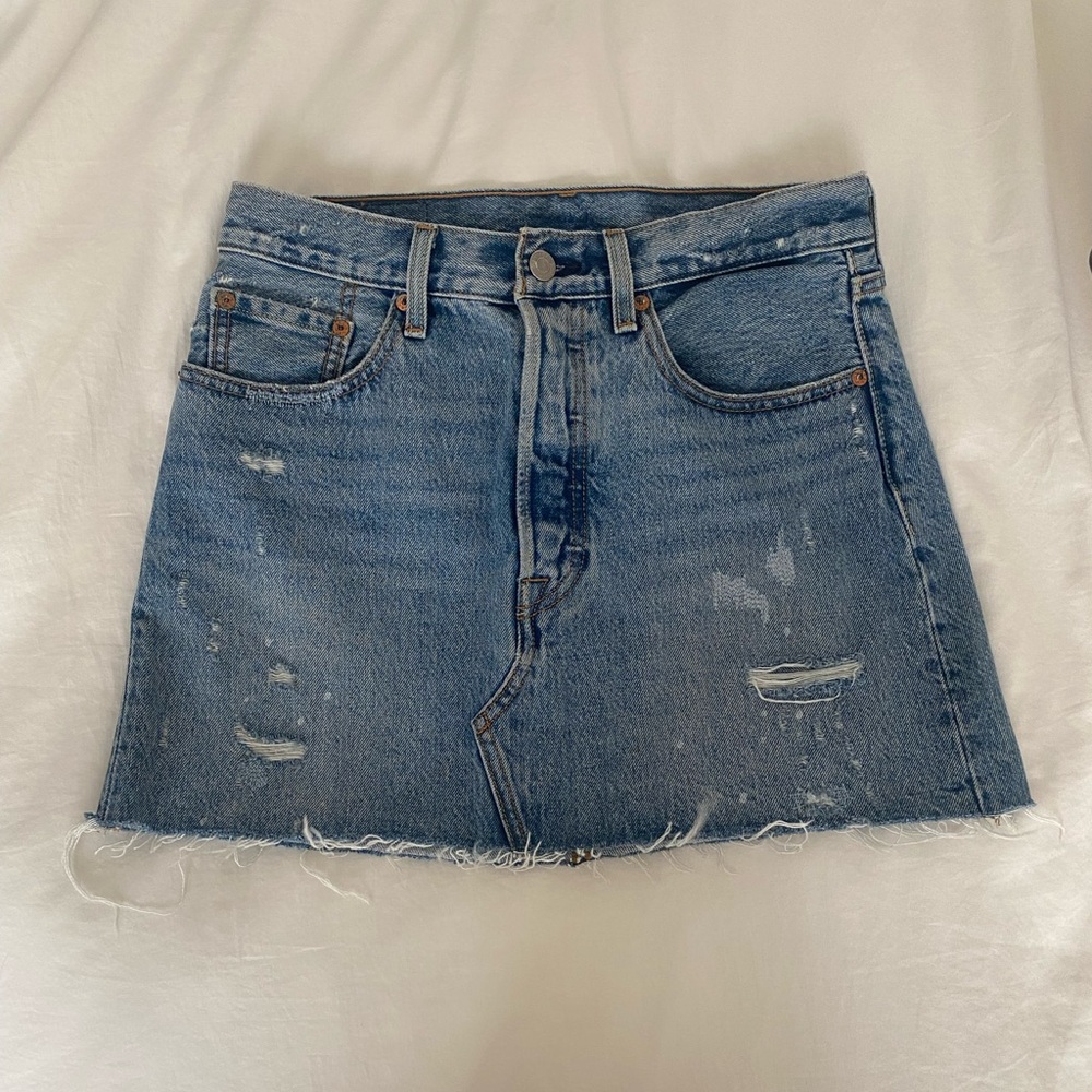 Levi's Blue Distressed Denim Skirt